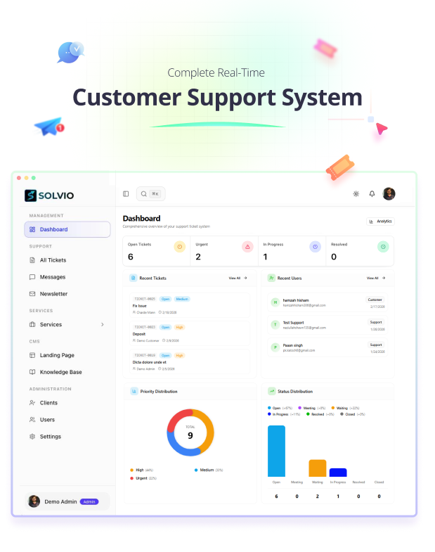 Solvio - AI Chatbot Helpdesk & Customer Support Ticket System with Live Chat & Knowledge Base