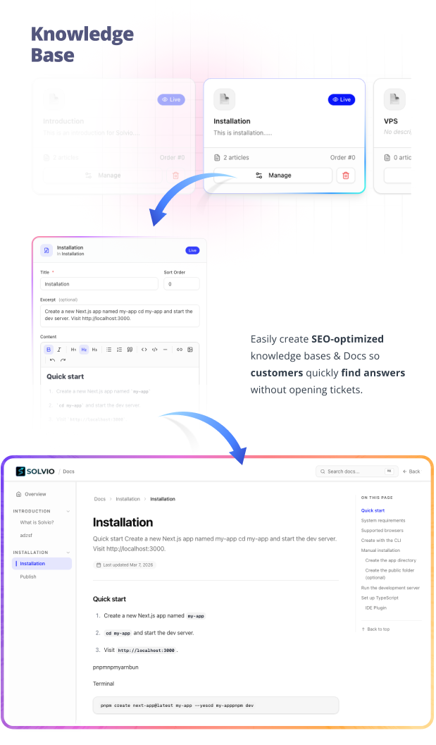 Solvio - AI Chatbot Helpdesk & Customer Support Ticket System with Live Chat & Knowledge Base